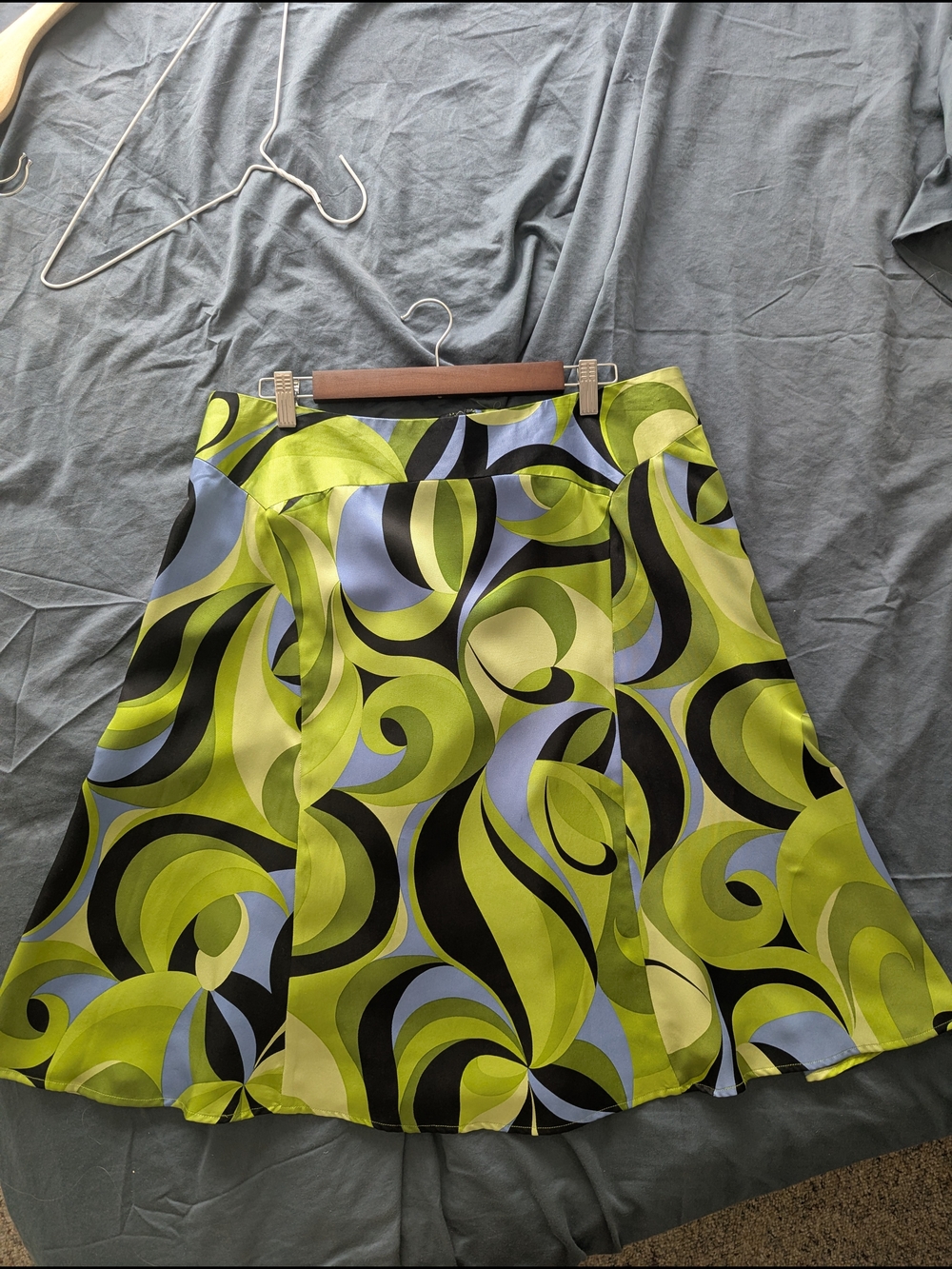 Liz Claiborne Lime Green Silk A-Line Skirt